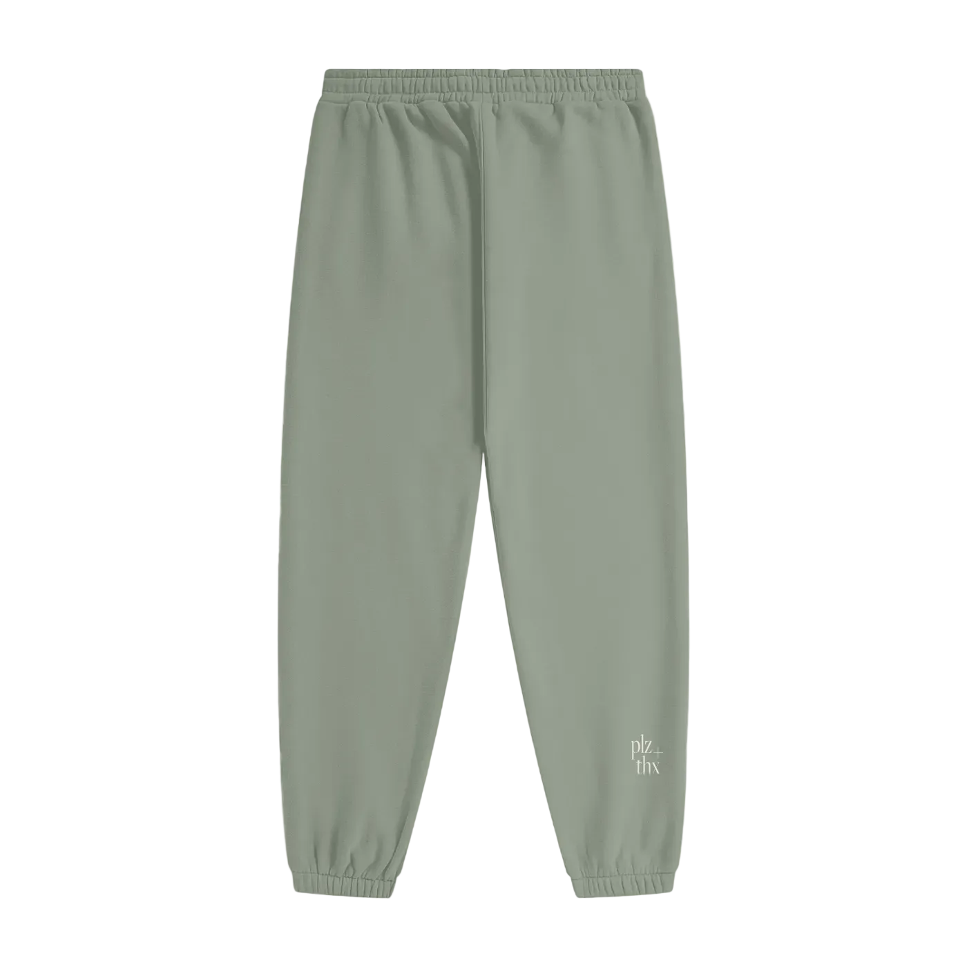 Green sweatpants with a brand logo on a white background